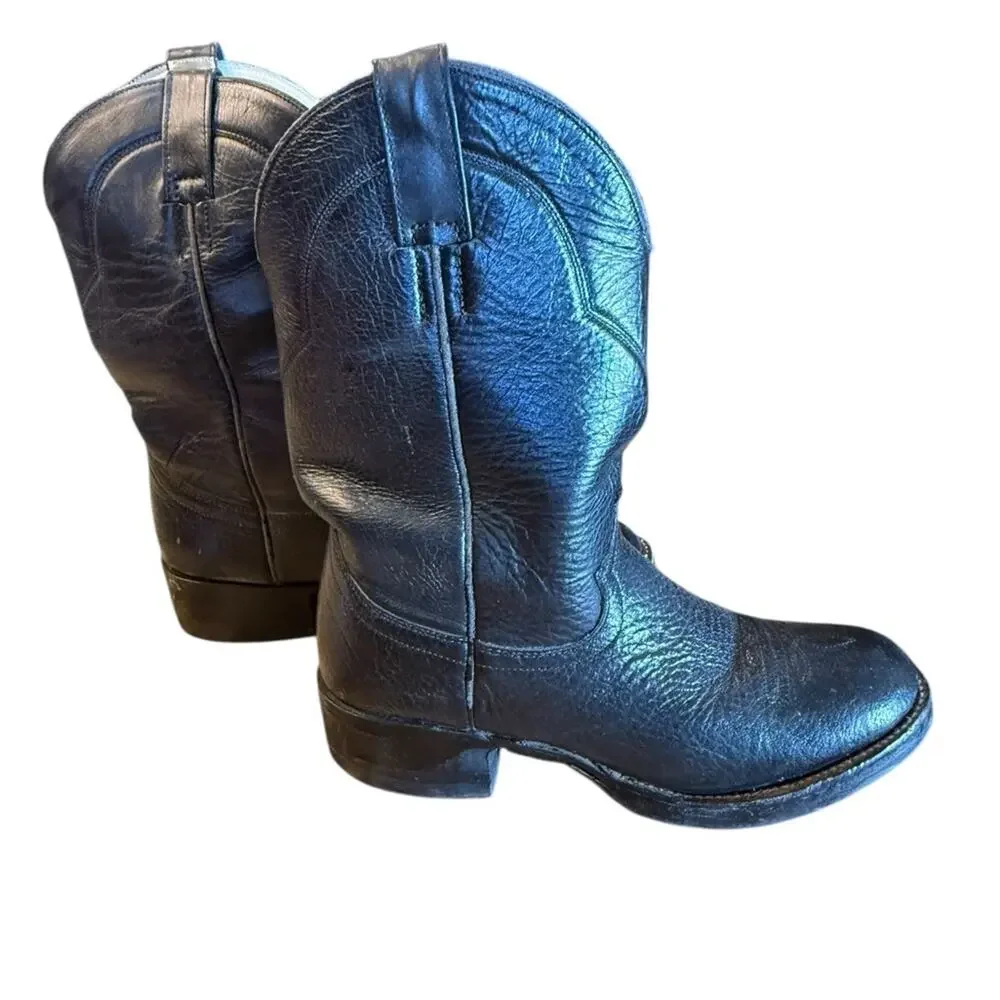 Cowtown Boots Men’s Size 7.5D Black Leather Roper Style Cowboy Boots